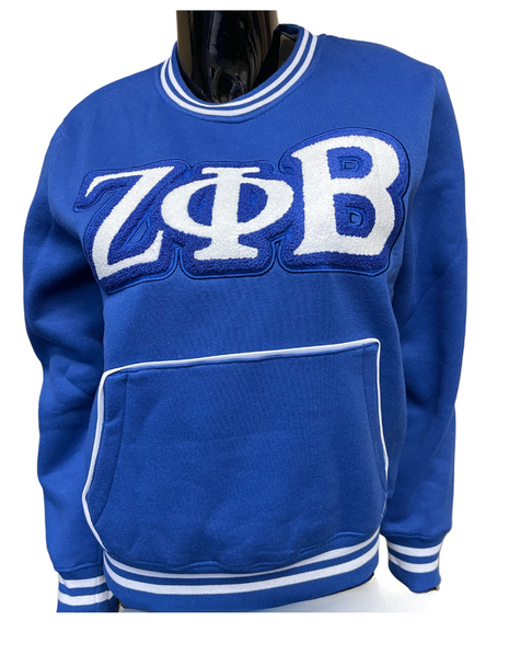 Zeta Phi Beta Sorority Chenille Crewneck Sweatshirt-Blue