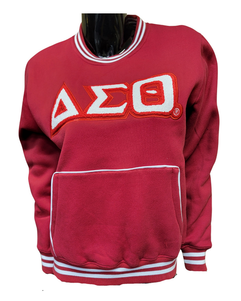 Delta Sigma Theta Sorority Chenille Crewneck Sweatshirt-Red
