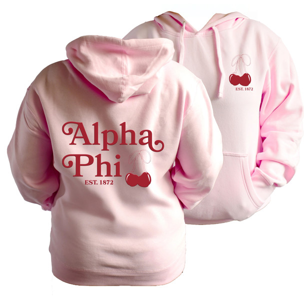 Alpha Phi Sorority Hooded Sweatshirt- Cherries