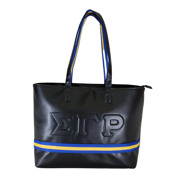 Sigma Gamma Rho Sorority Embossed Tote Bag- Black