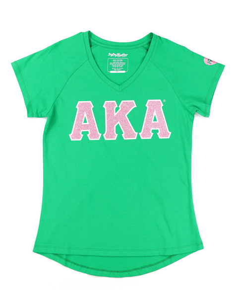 Alpha Kappa Alpha AKA Sorority Dri-Fit Shirt- Heart-Three Greek Letters-Green