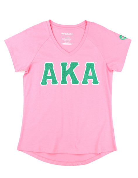 Alpha Kappa Alpha AKA Sorority Dri-Fit Shirt- Heart-Three Greek Letters-Pink