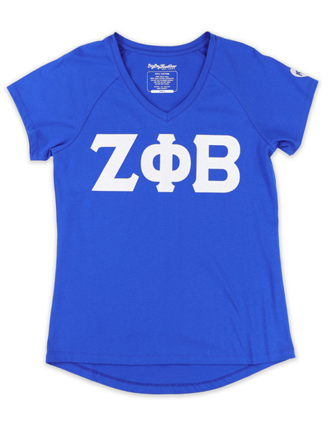 Zeta Phi Beta Sorority Dri-Fit Shirt- Heart-Three Greek Letters-Blue