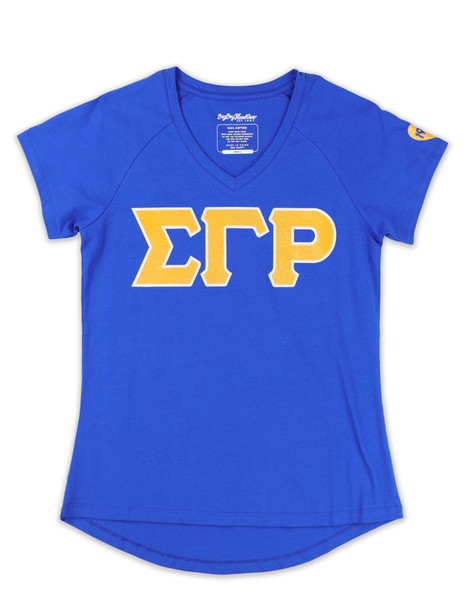 Sigma Gamma Rho Sorority Dri-Fit Shirt- Heart-Three Greek Letters-Blue