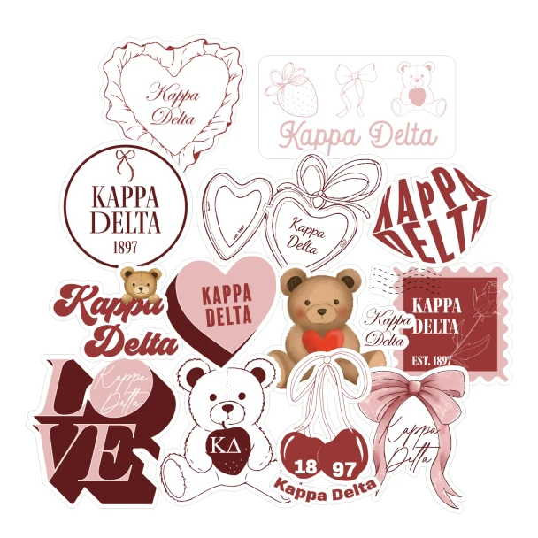 Kappa Delta Sorority Stickers- Teddy Bears and Sisterhood Love