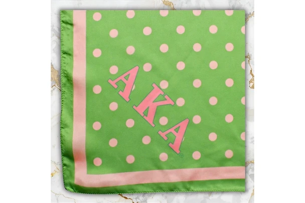 Alpha Kappa Alpha AKA Sorority Polka Dot Scarf-Green/Pink