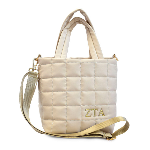 Zeta Tau Alpha ZTA Sorority Small Quilted Tote Bag