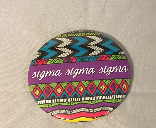 Sigma Sigma Sigma Tri-Sigma Tribal Print Button- Large