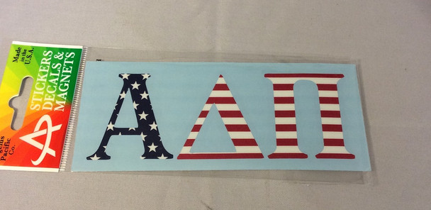 Alpha Delta Pi ADPI Sorority Car Letters- American Flag Pattern 