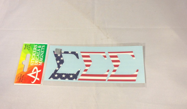 Sigma Sigma Sigma Tri-Sigma Sorority USA Car Letters- American Flag Pattern