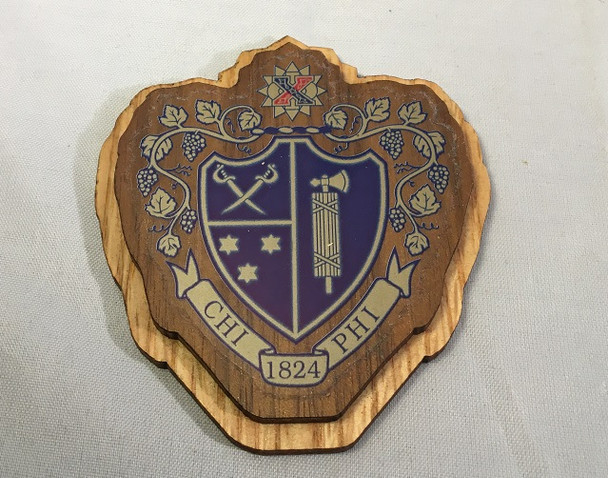 Chi Phi Fraternity Raised Wood Crest