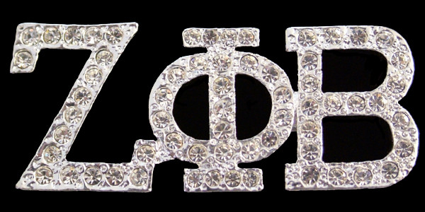Zeta Phi Beta Sorority Crystal Pin- Silver