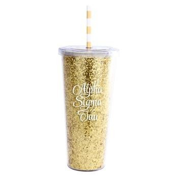 Alpha Sigma Tau Sorority Glitter Tumbler