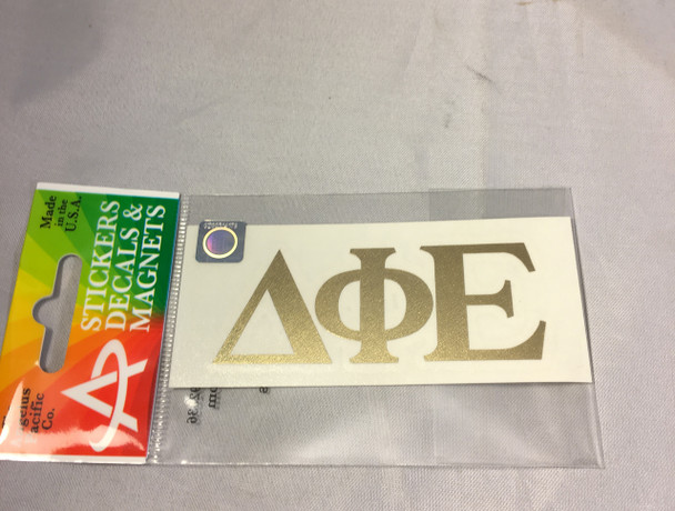 Delta Phi Epsilon DPHIE Sorority Metallic Gold Letters 