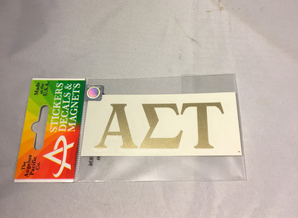 Alpha Sigma Tau Sorority Metallic Gold Letters 