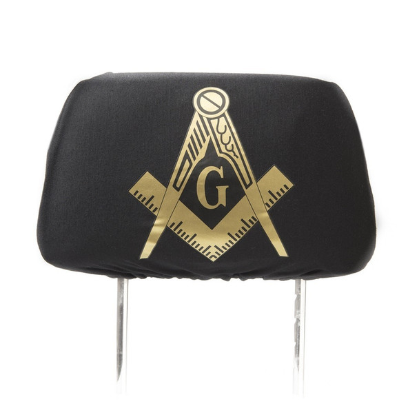 Mason Masonic Headrest Cover- Black- Set of 2