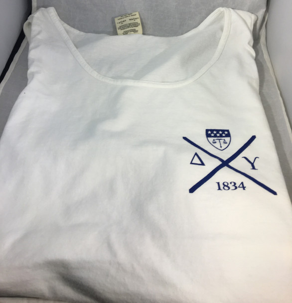 Delta Upsilon Fraternity Tank Top- White          