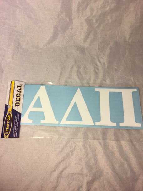Alpha Delta Pi ADPI Sorority White Car Letters- 3 1/2 inches