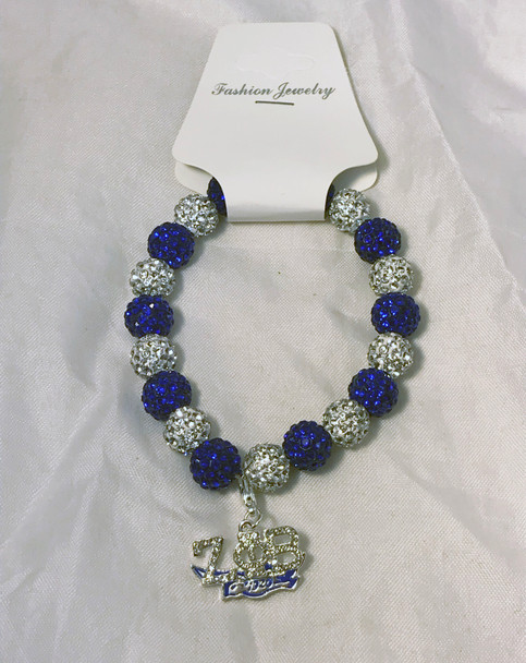 Zeta Phi Beta Sorority Bracelet with Symbol- Blue/White   