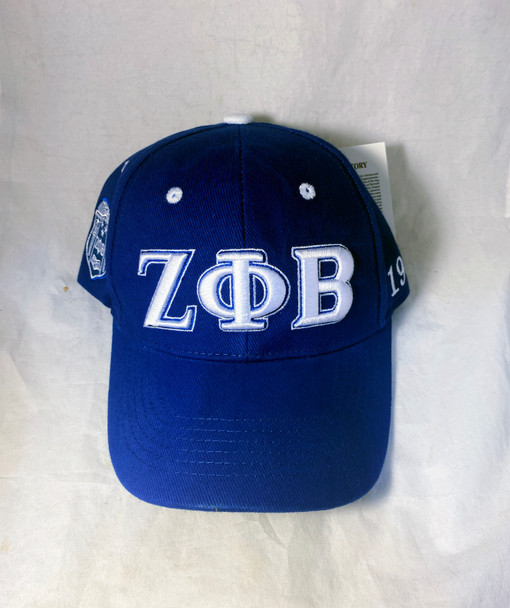 Zeta Phi Beta Sorority Three Greek Letter Baseball Hat- Blue