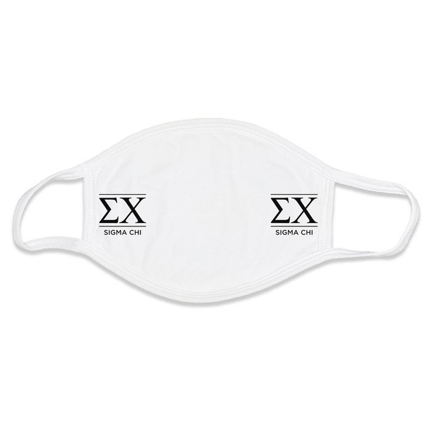 Sigma Chi Fraternity Face Mask- White