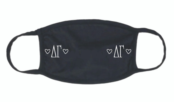 Delta Gamma Sorority Face Mask-Black- Heart