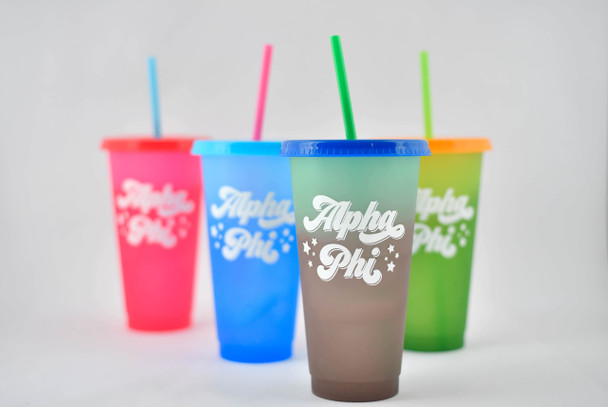 Alpha Phi Sorority Set of 4 Color Changing Cups