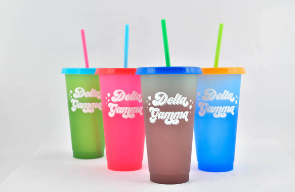 Delta Gamma Sorority Set of 4 Color Changing Cups