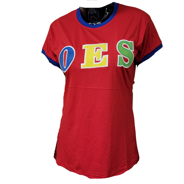 Order of the Eastern Star OES Ringer T-shirt-Red