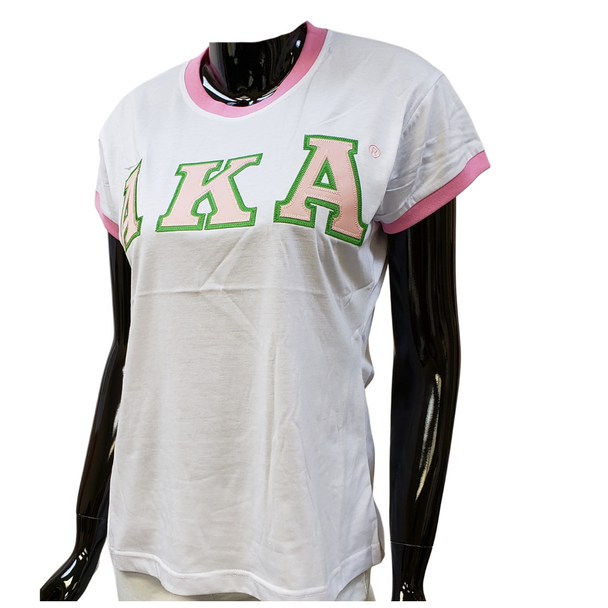 Alpha Kappa Alpha AKA Sorority Ringer T-shirt-White
