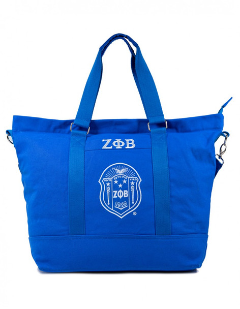 Zeta Phi Beta Sorority Canvas Bag- Blue/White