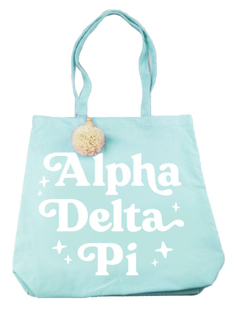 Alpha Delta Pi ADPI Sorority Pom Pom Tote Bag