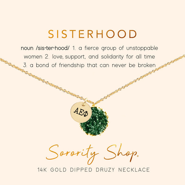 Alpha Epsilon Phi AEPHI Druzy Necklace 