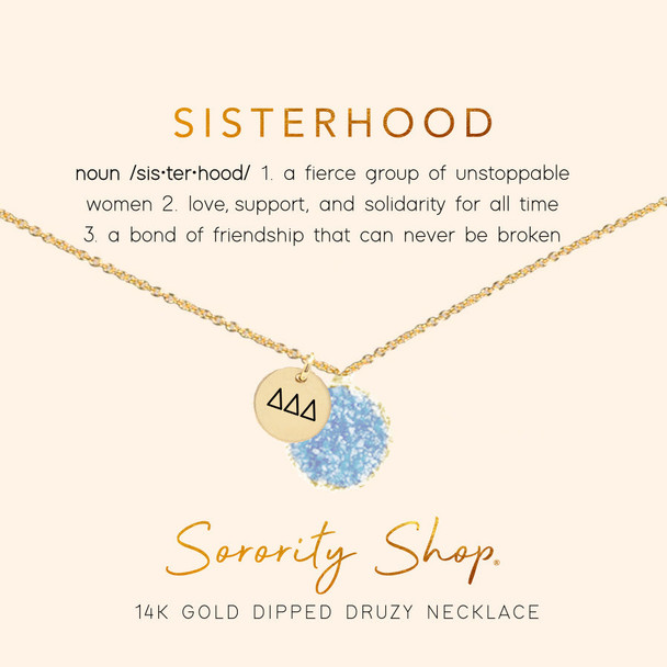 Delta Delta Delta Tri-Delta Sorority Druzy Necklace 