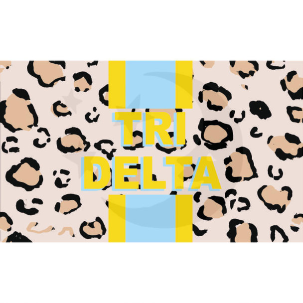 Delta Delta Delta Tri-Delta Sorority Flag- Cheetah