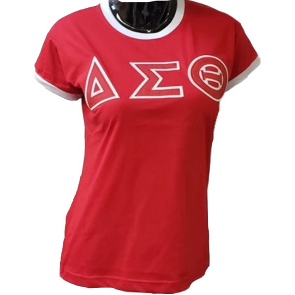 Delta Sigma Theta Sorority Ringer T-shirt-Red