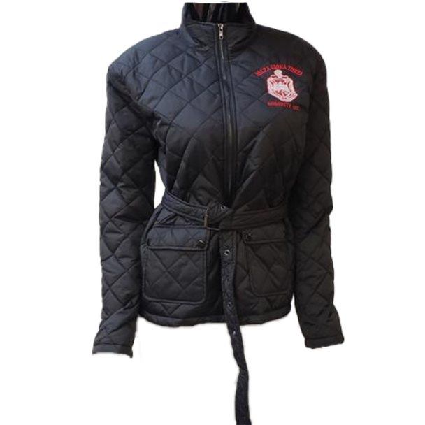 Delta Sigma Theta Sorority Quilted Riding Jacket-Black