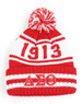 Delta Sigma Theta Sorority Pom Beanie-Fortitude-Red/White
