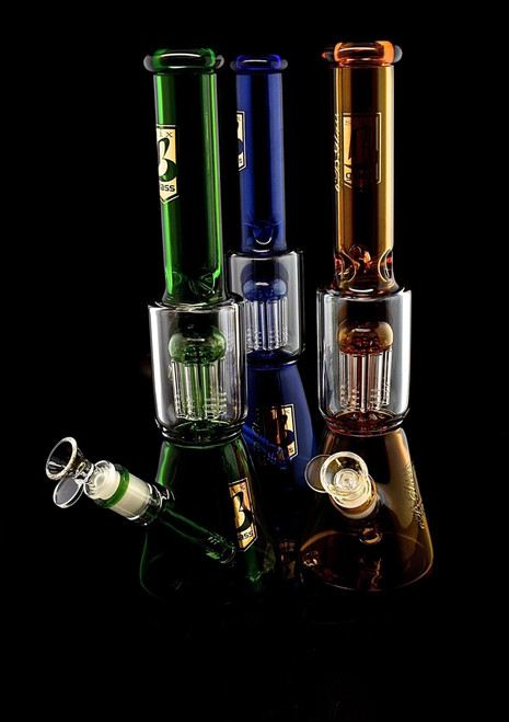 6B GLASS - 14" Assorted Color Tree Perc Straight Water Pipe | Outer Limit Sales-2021B28