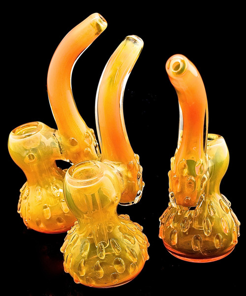 Gold Fumed Glass Sherlock Bubbler | Outer Limit Sales -1964a