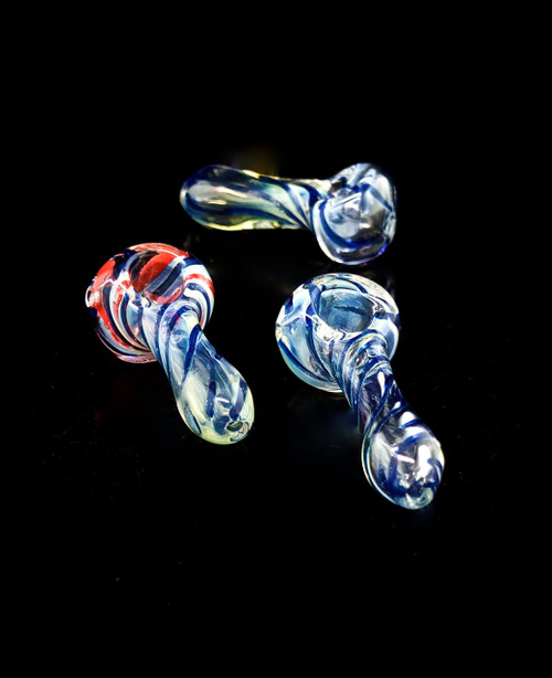 Red Blue Color Spoon Hand Pipe-Outer Limit Sales-1238