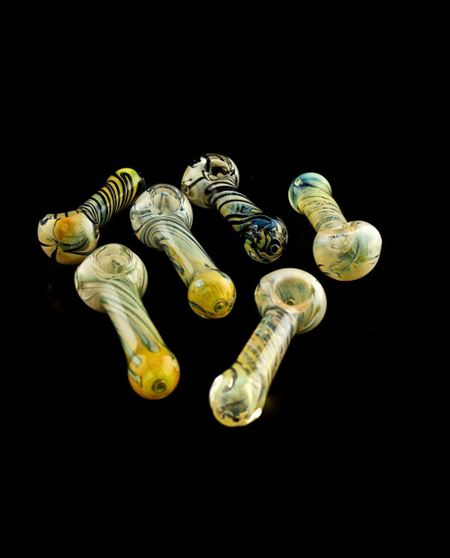 3.5" Yellowed Striped Hand-Pipe-135
