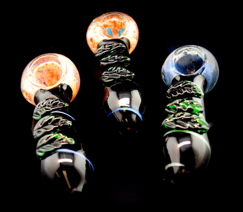 Leaf Glass Pipe / Leafy Bowl / Glass Pipe / Smoking Bowl / Green / Blue - 1764