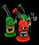 Glass Water Pipe 14F with 4mm quartz banger- 670