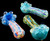 Thick Color Changing Striped Frit Glass Pipe -1808