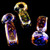 Gold Fumed Circle Striped Square Glass Pipe -1916