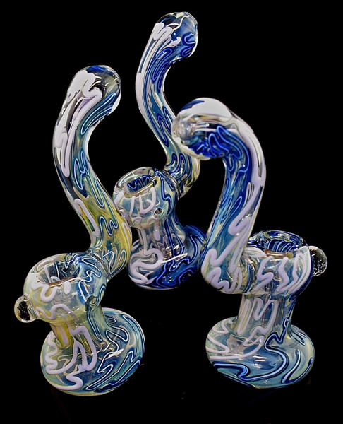 Purple Slim Strip Sherlock Smoking Glass Pipe Fancy and beautiful Bubbbler -1975a