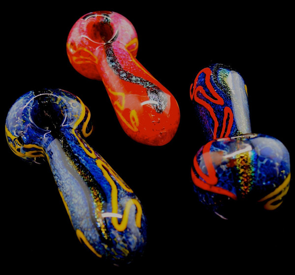 Fire Flower Glass Spoon Pipe on Mix Colors - 1794