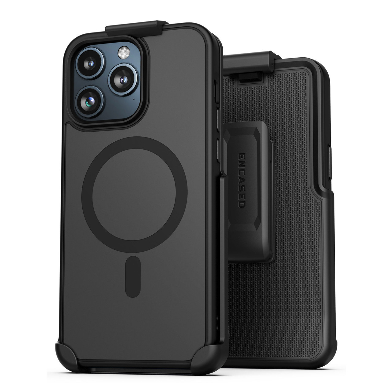Encased SlimShield Custodia Per IPhone 15 Pro Max Con Clip Da Cintura E Fondina, Compatibile MagSafe, Nero Opaco