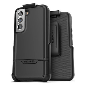 Encased Rebel Case Samsung Galaxy S22+ Plus with Belt Clip Holster - Black